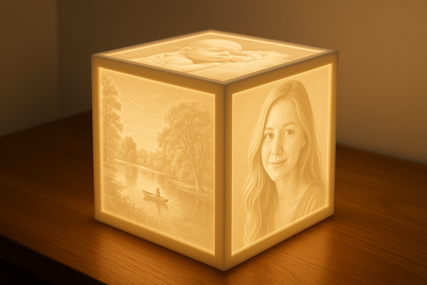 5 side Lithophane cube lightbox