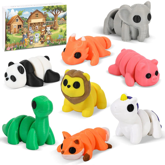 8 Pack Mystery 3D Printed Mini Animal Packs Articulating Toys Random 8PCS